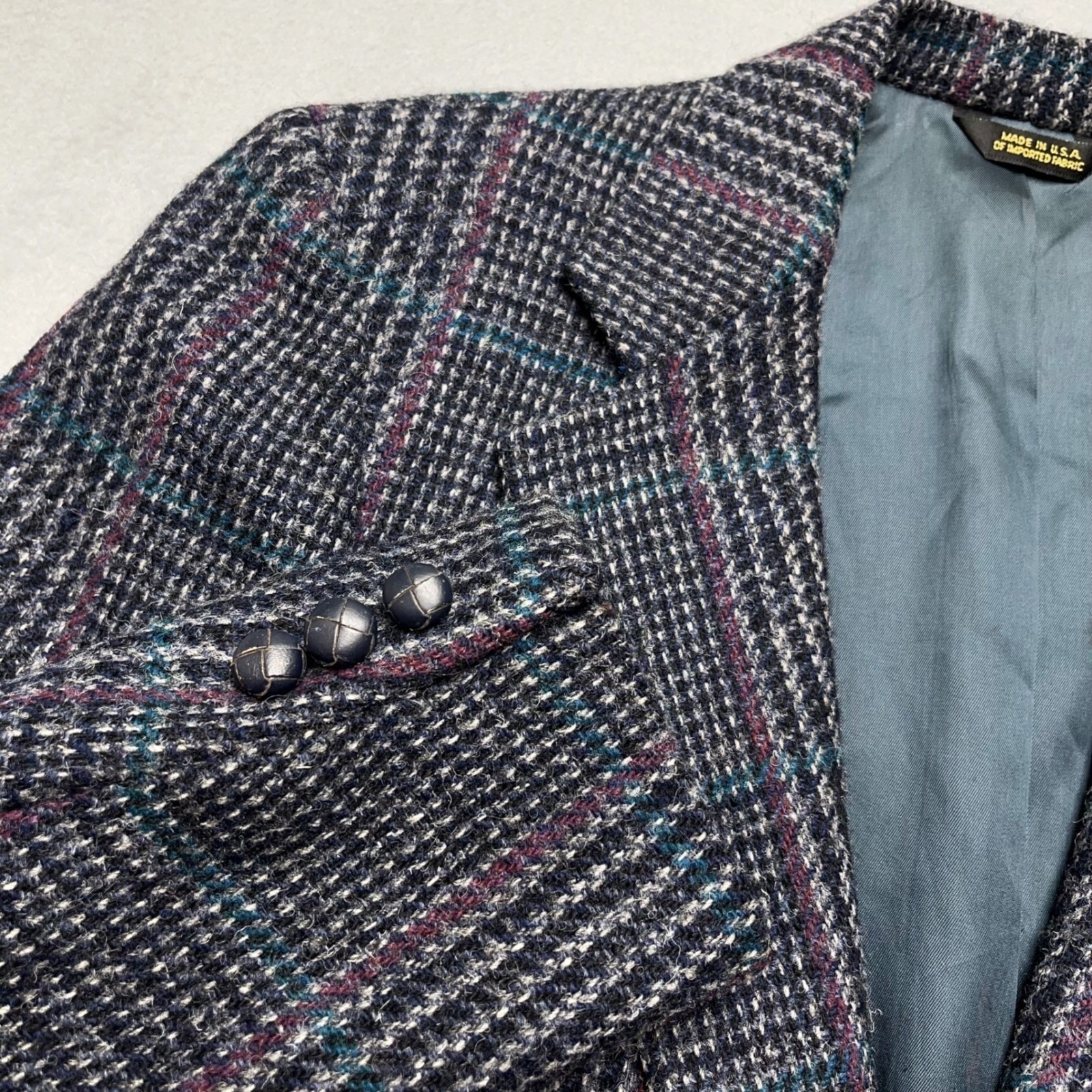 Vintage Harris Tweed Plaid Wool Blazer Sport Coat Mens 40r Ivy Suit Jacket